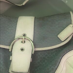 Elegant Gray and Cream Designer Shoulder Bag